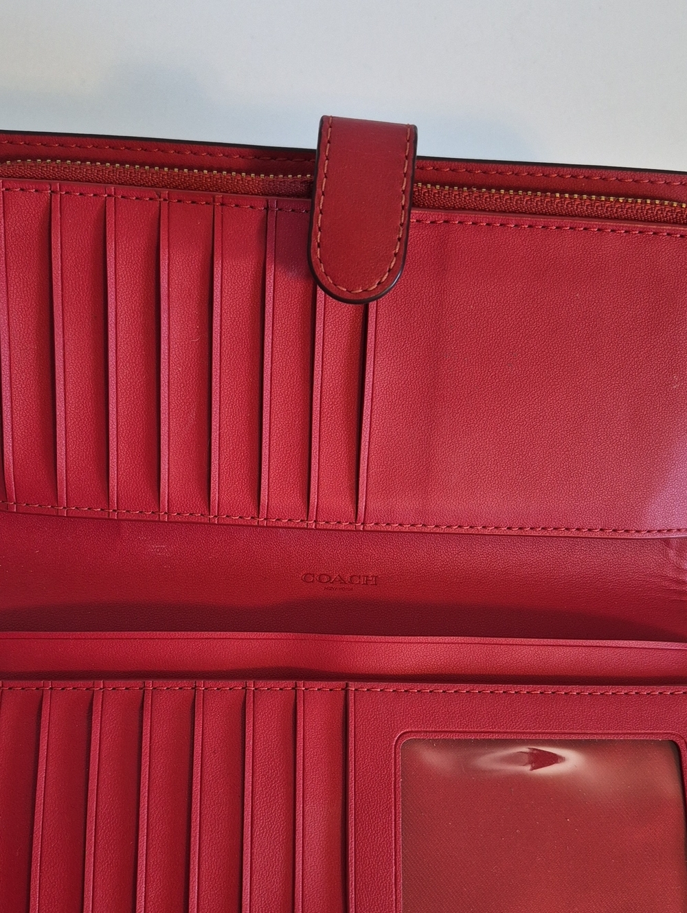 Red Coach Wallet Card Organizer Cash Check 7.5 Inch - Picture 3 of 6